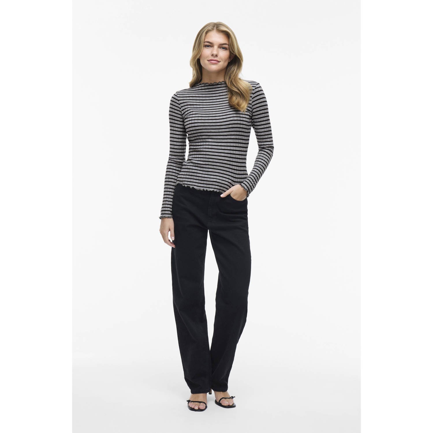 VILA top zwart rib gebreid
