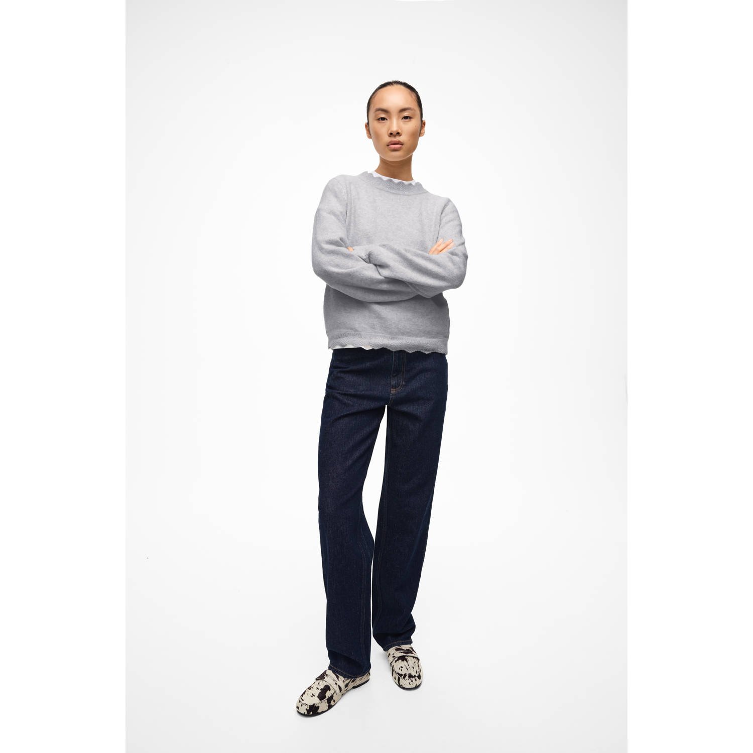 VILA high waist straight jeans dark blue
