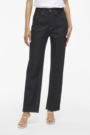 high waist straight jeans dark blue