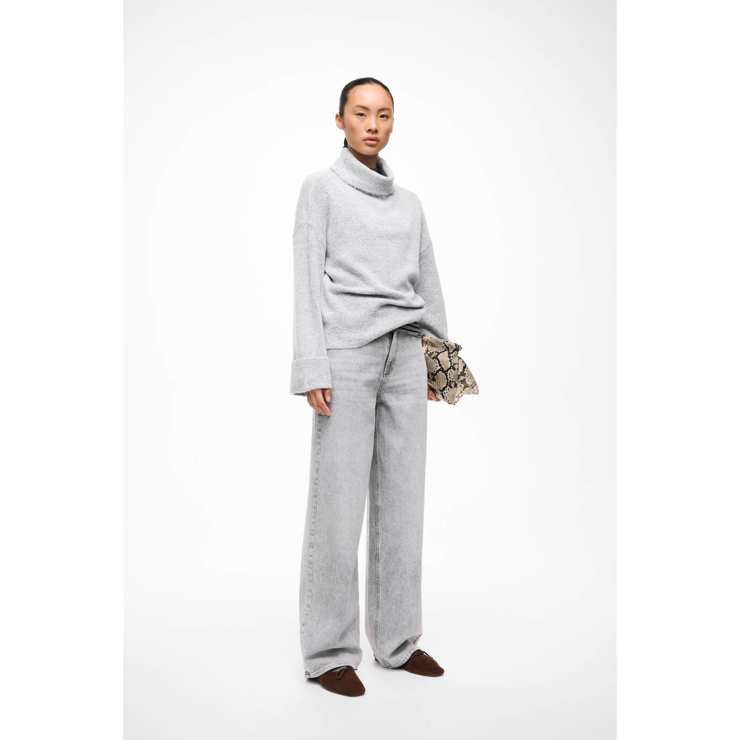 VILA high waist jeans light grey
