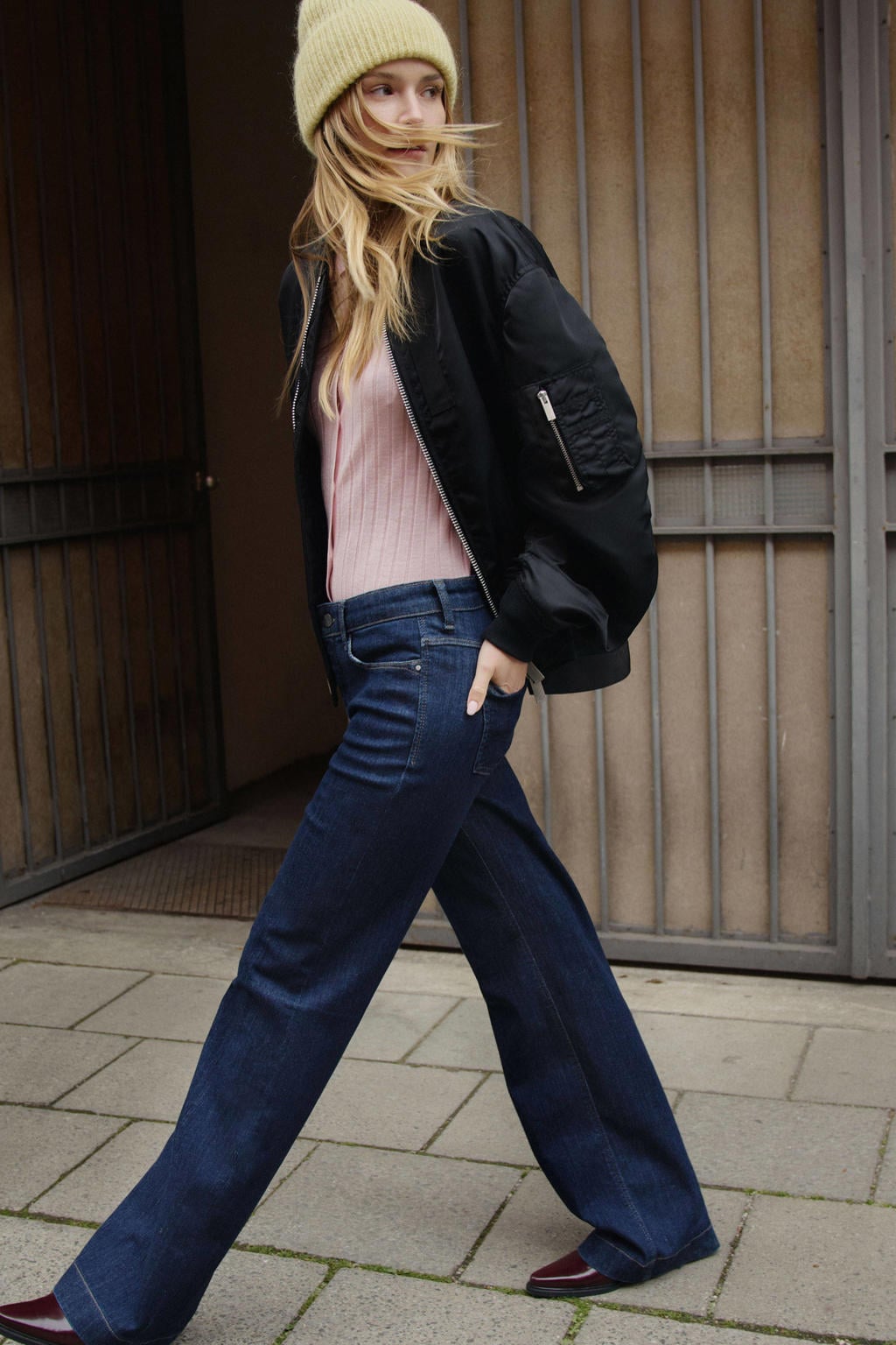 Grijze dames MAC bootcut jeans van denim met regular waist, rits- en knoopsluiting en effen
