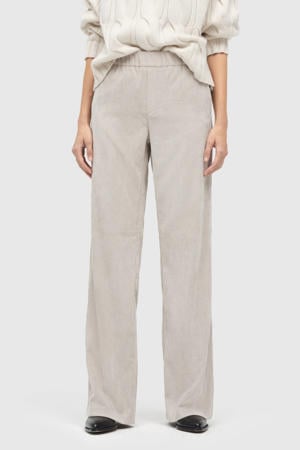 corduroy wide leg regular waist broek beige