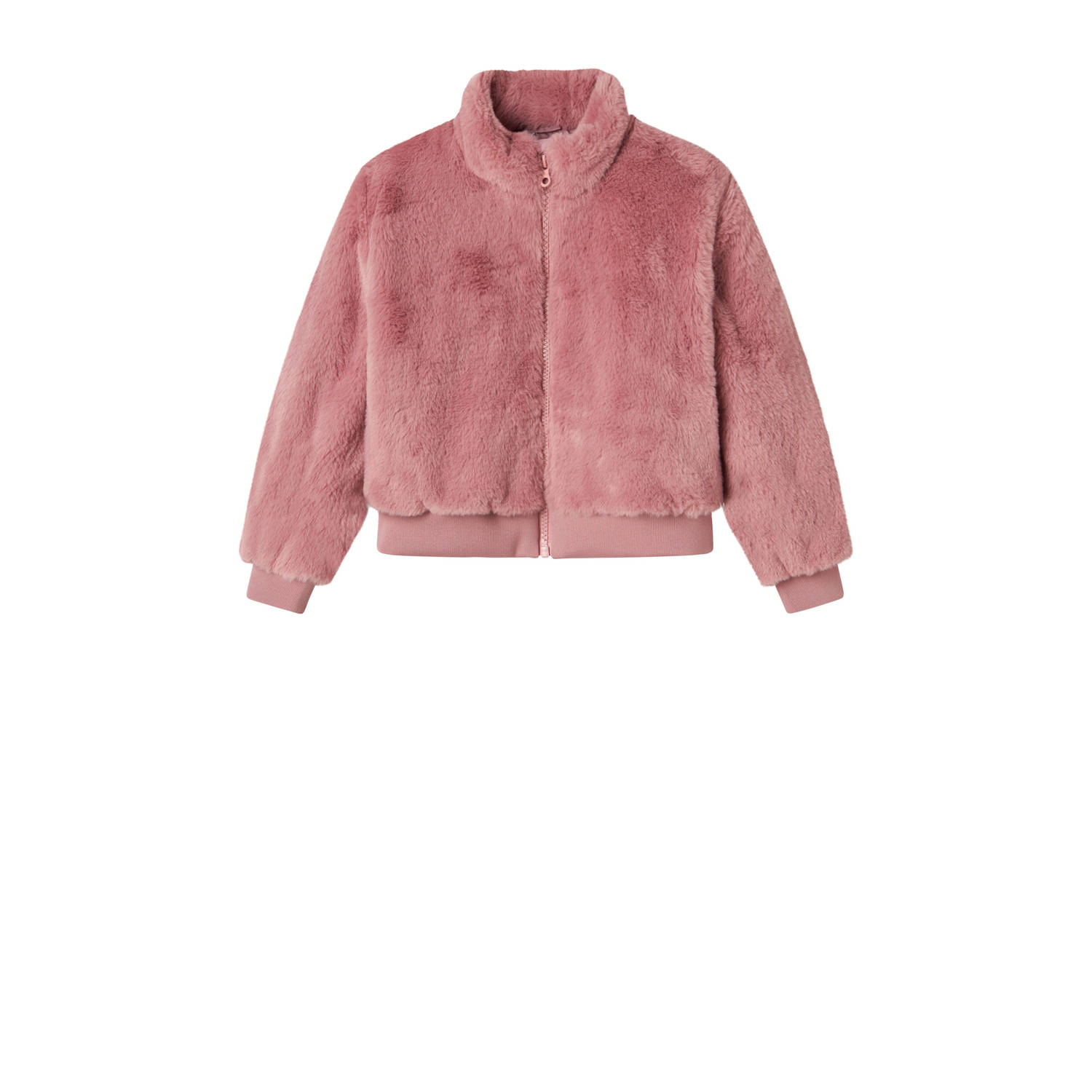 NAME IT KIDS imitatiebonten faux fur jas roze