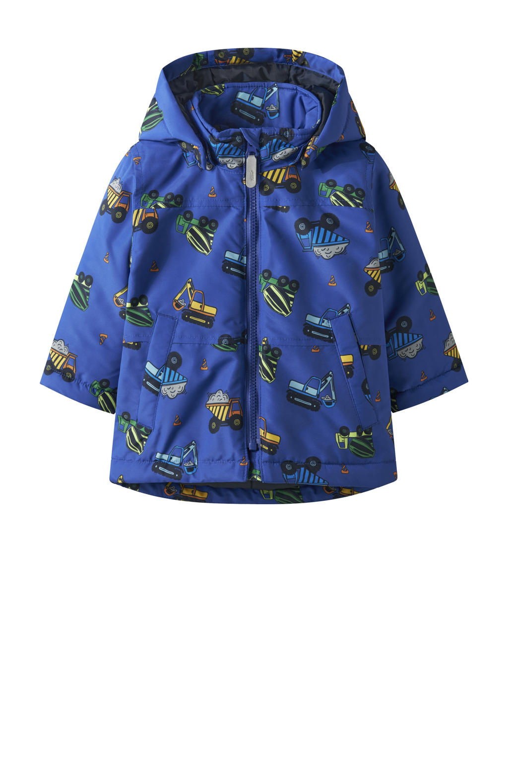 Blauwe jongens NAME IT MINI tussenjas van polyester met lange mouwen, capuchon, ritssluiting en reflecterende details