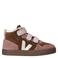 Veja Small V-10 Mid gevoerde suède sneakers aubergine/roze