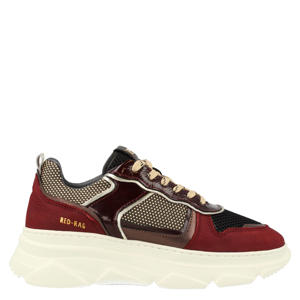 chunky suède sneakers bordeaux/zwart