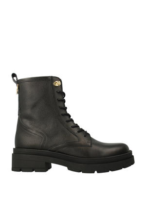 leren veterboots zwart