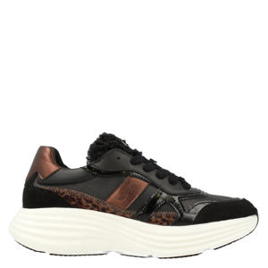 chunky leren sneakers zwart