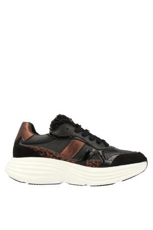 chunky leren sneakers zwart