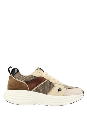 chunky leren sneakers beige