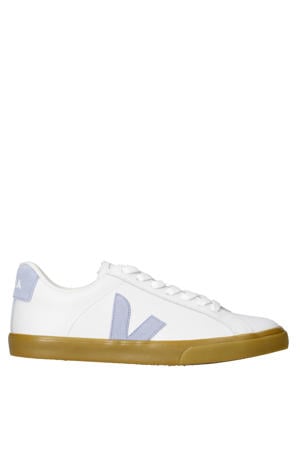 Esplar Logo leren sneakers wit/lichtblauw