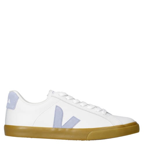 Veja Esplar Logo leren sneakers wit/lichtblauw afbeelding