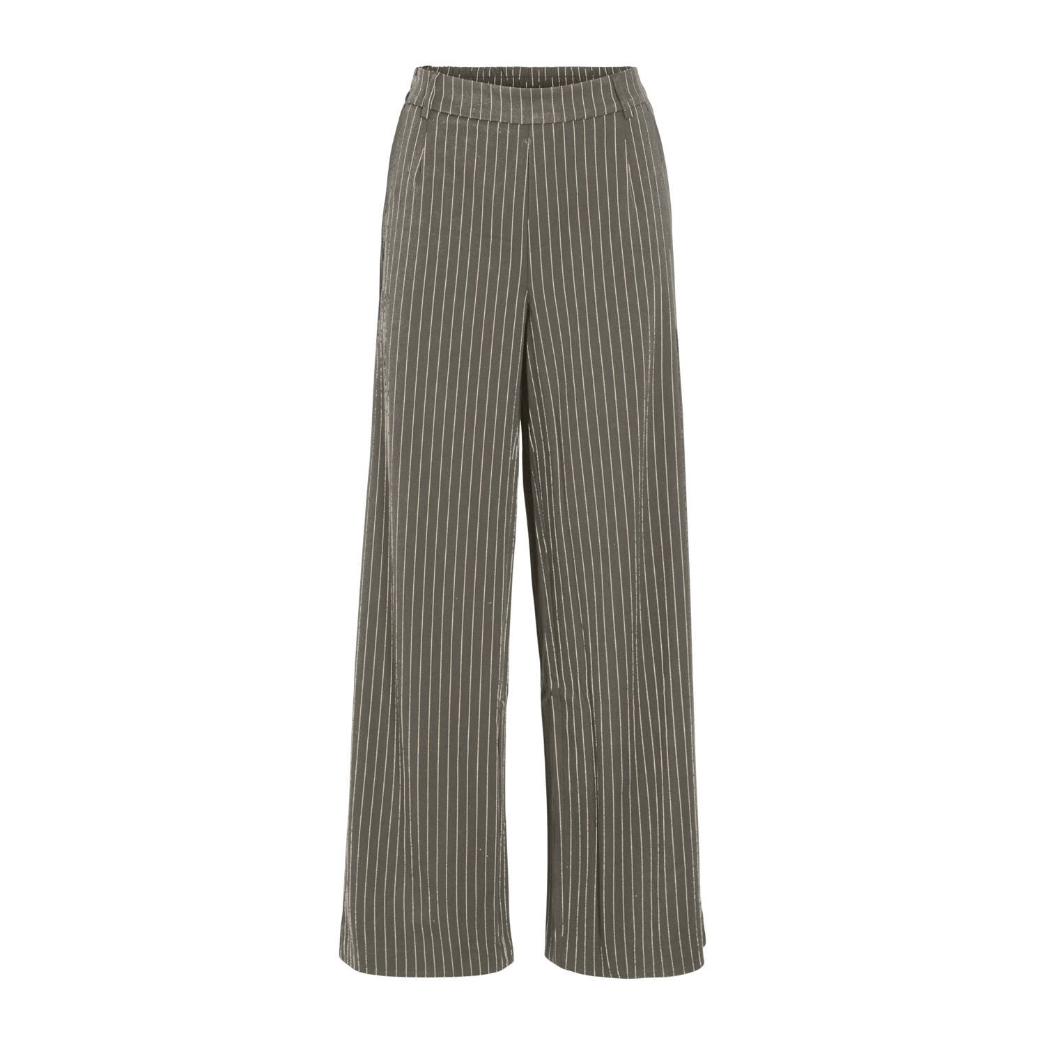 VILA wide leg high waist palazzo broek taupe ecru