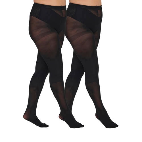 ONLY CARMAKOMA panty CARSAGA 40 denier - set van 2 zwart afbeelding