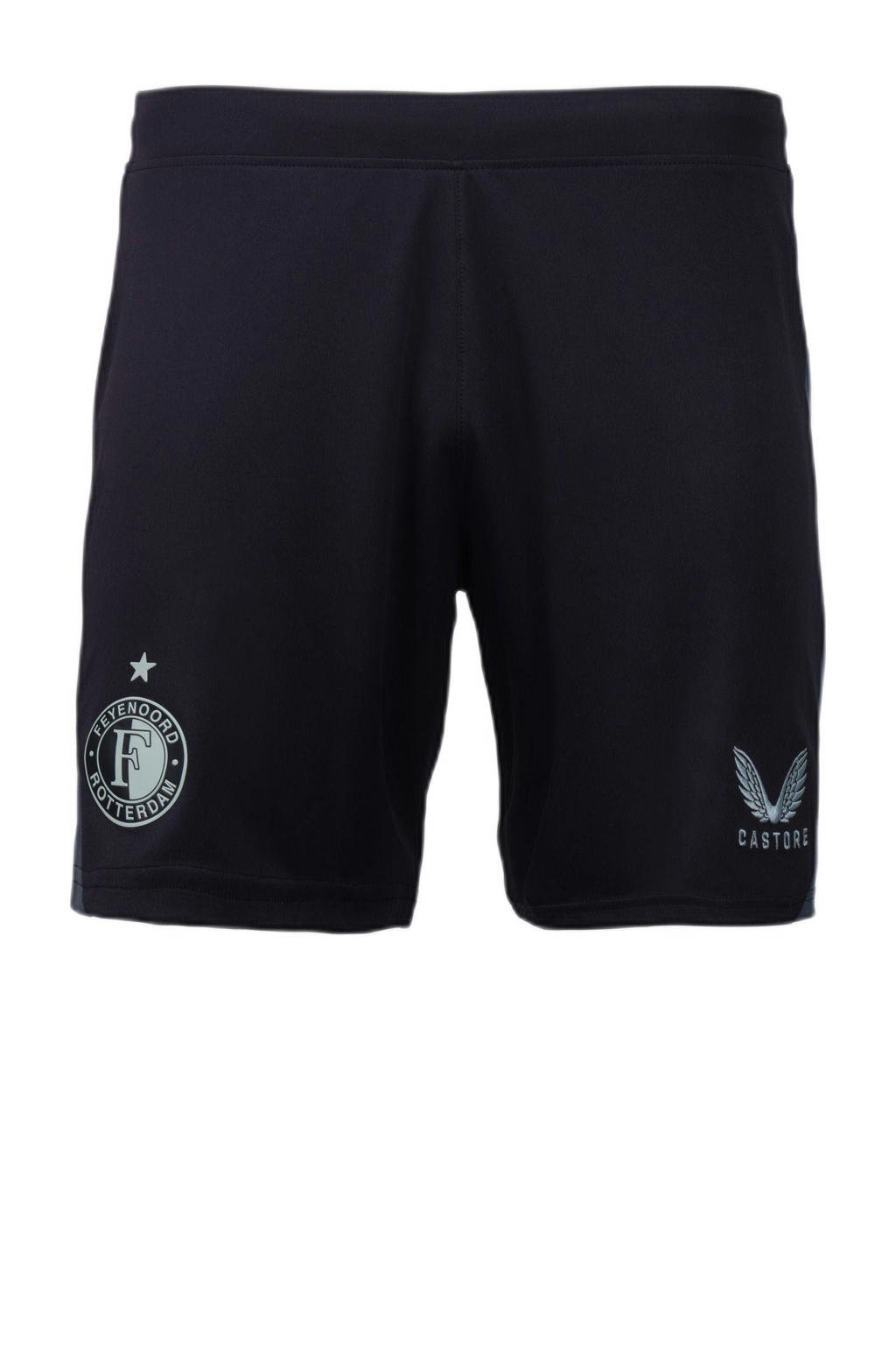 Zwart en grijze heren Castore Senior Feyenoord voetbalshort Uit van polyester met elastische tailleband met koord