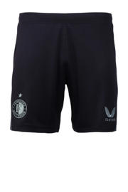 thumbnail: Zwart en grijze heren Castore Senior Feyenoord voetbalshort Uit van polyester met elastische tailleband met koord