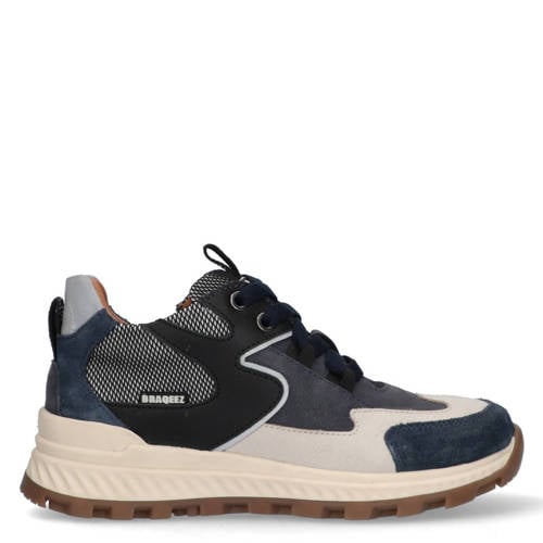 Braqeez Rebel Rock leren sneakers donkerblauw afbeelding