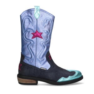 Coco leren cowboylaarzen blauw