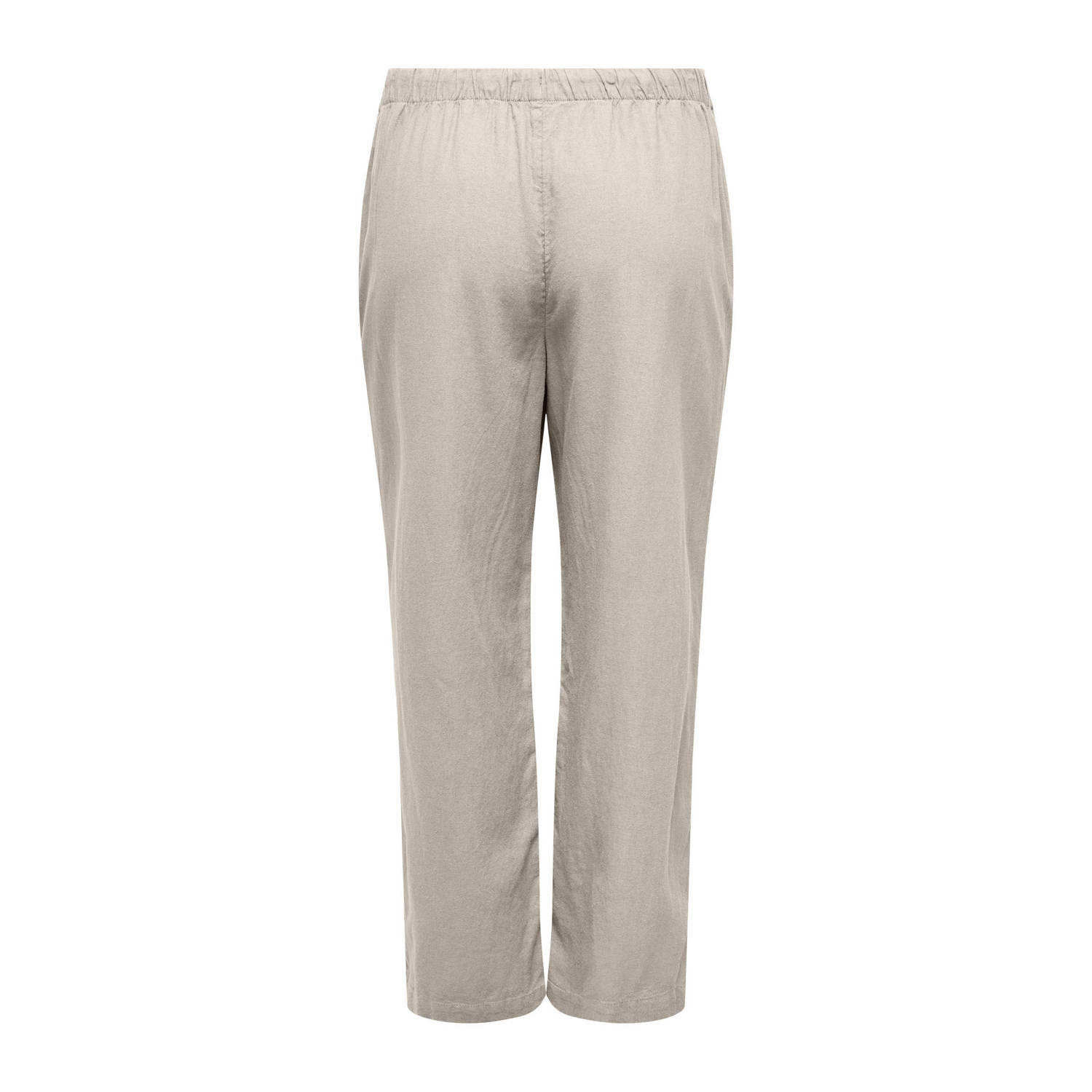 ONLY CARMAKOMA linnen high waist straight broek zand