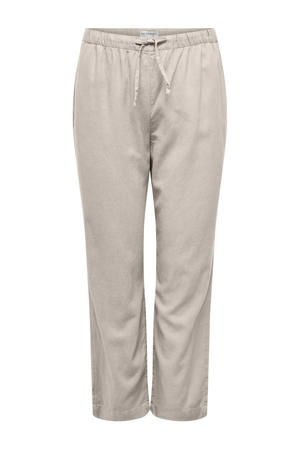 linnen high waist straight broek zand