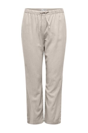 linnen high waist straight broek zand