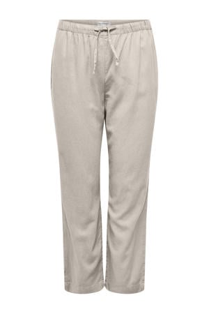 linnen high waist straight broek zand