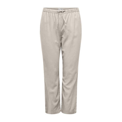 ONLY CARMAKOMA linnen high waist straight broek zand afbeelding