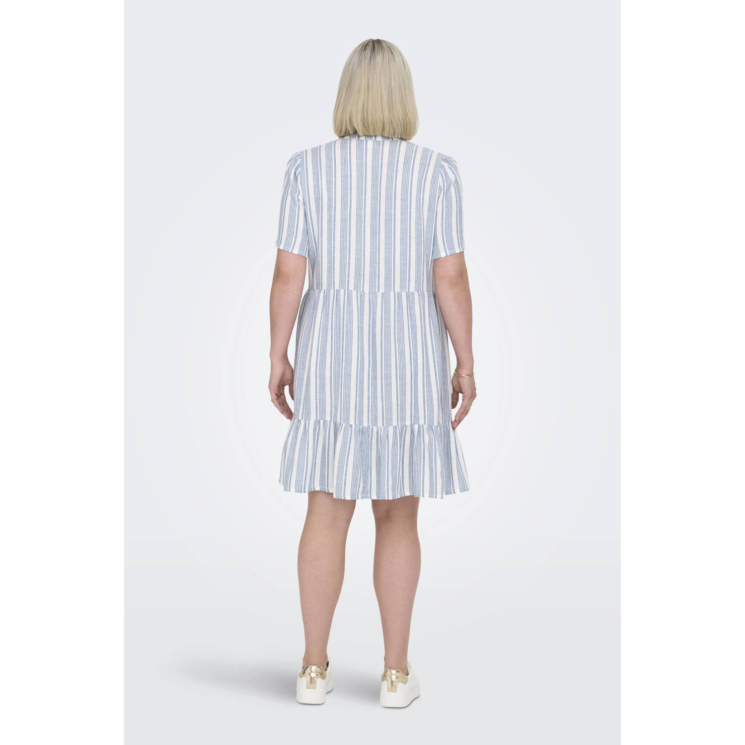 ONLY CARMAKOMA linnen zomerjurk lichtblauw