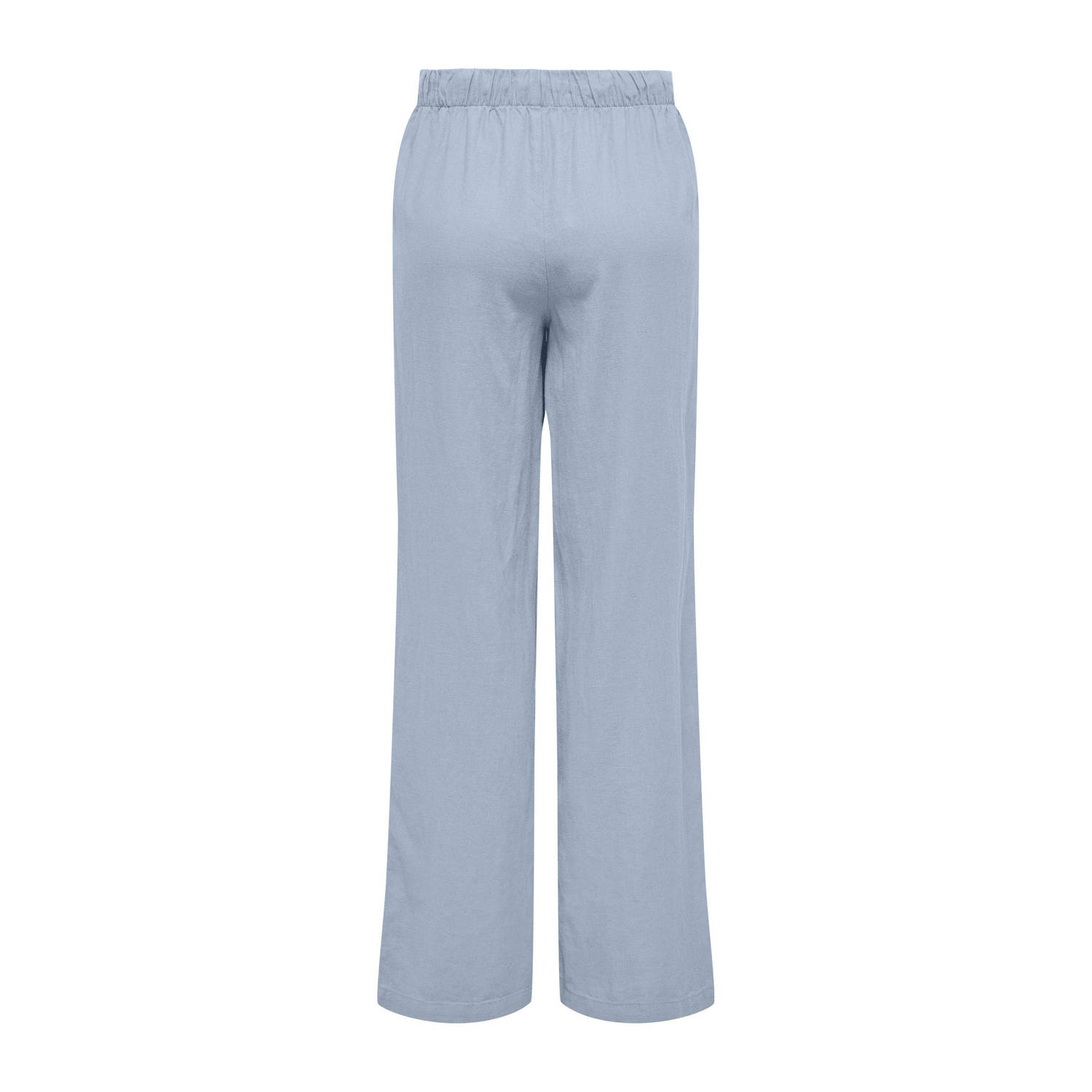 ONLY CARMAKOMA linnen high waist straight broek lichtblauw