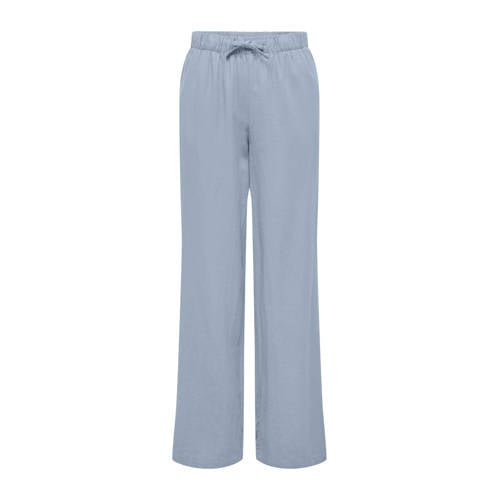 ONLY CARMAKOMA linnen high waist straight broek lichtblauw afbeelding
