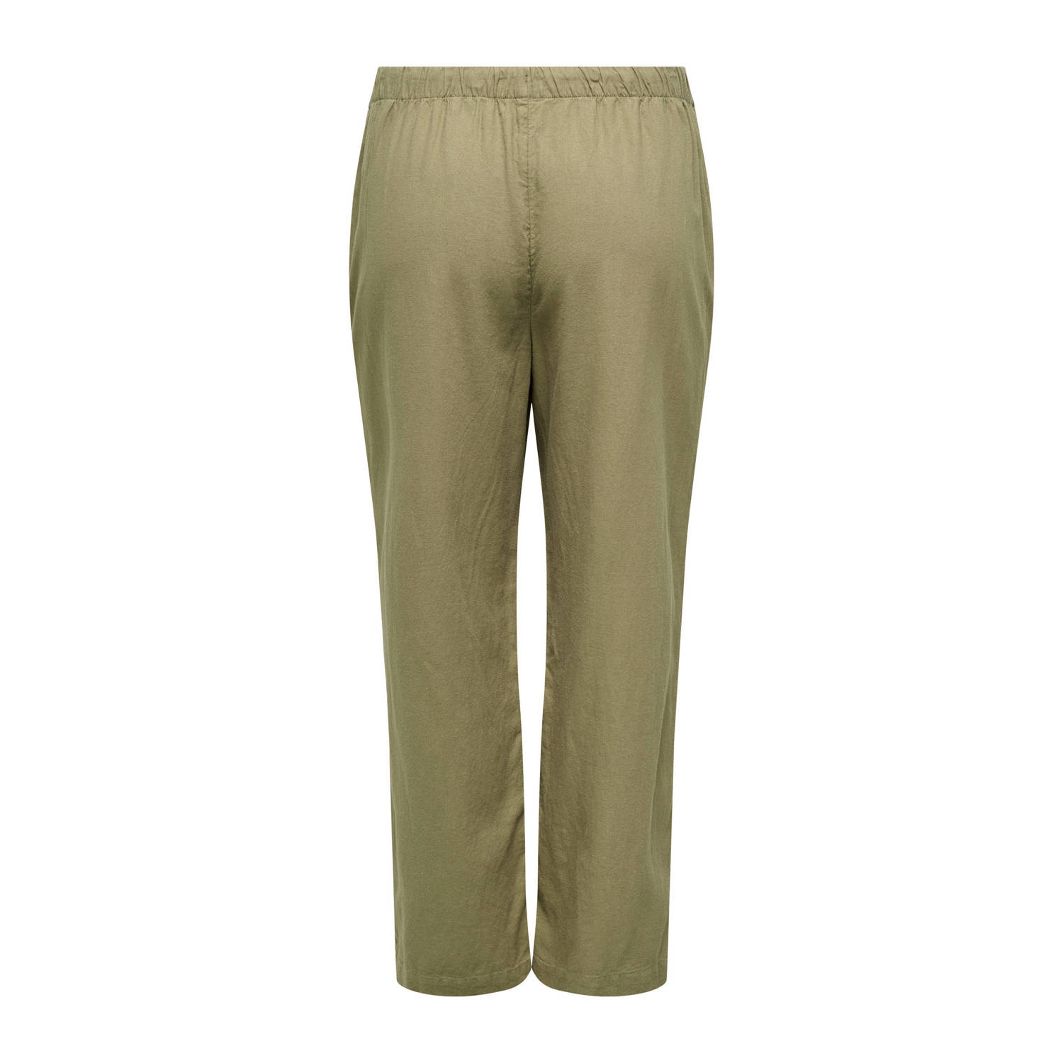 ONLY CARMAKOMA linnen high waist straight broek kaki