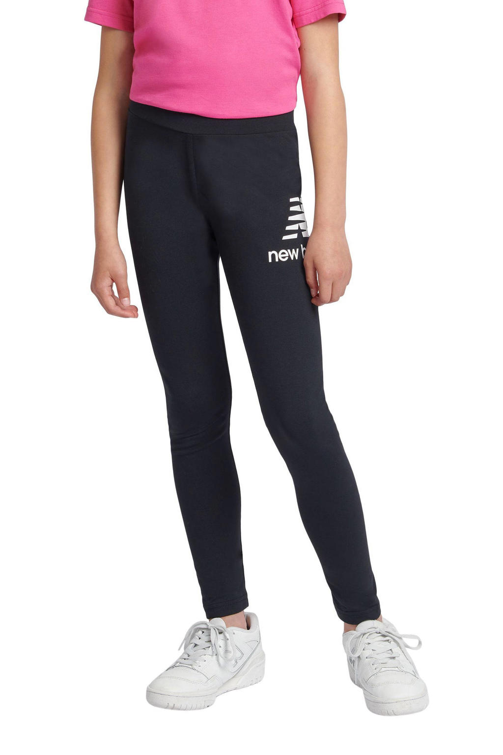 Zwarte meisjes New Balance sportlegging van katoen met elastische tailleband en effen