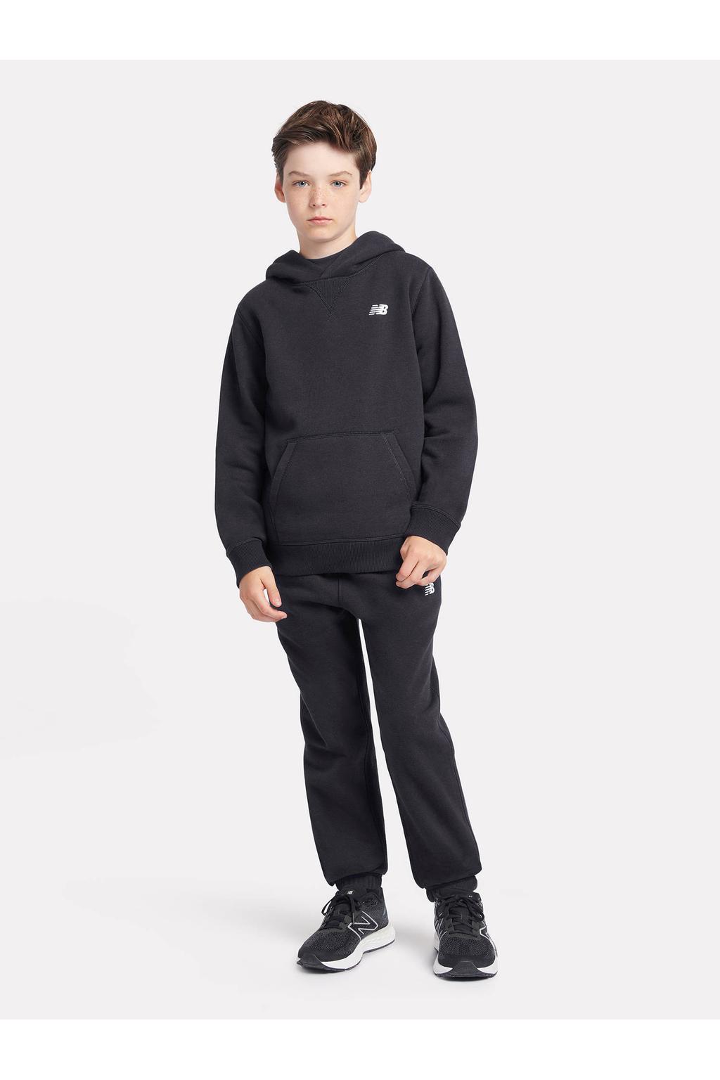 Zwarte jongens en meisjes New Balance hoodie van katoen met logo dessin, lange mouwen en capuchon