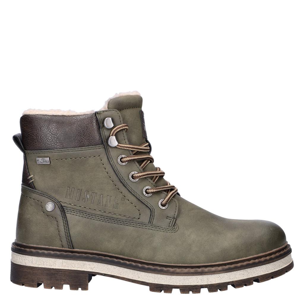Kakikleurige heren Mustang gevoerde veterboots van imitatieleer met rits- en vetersluiting