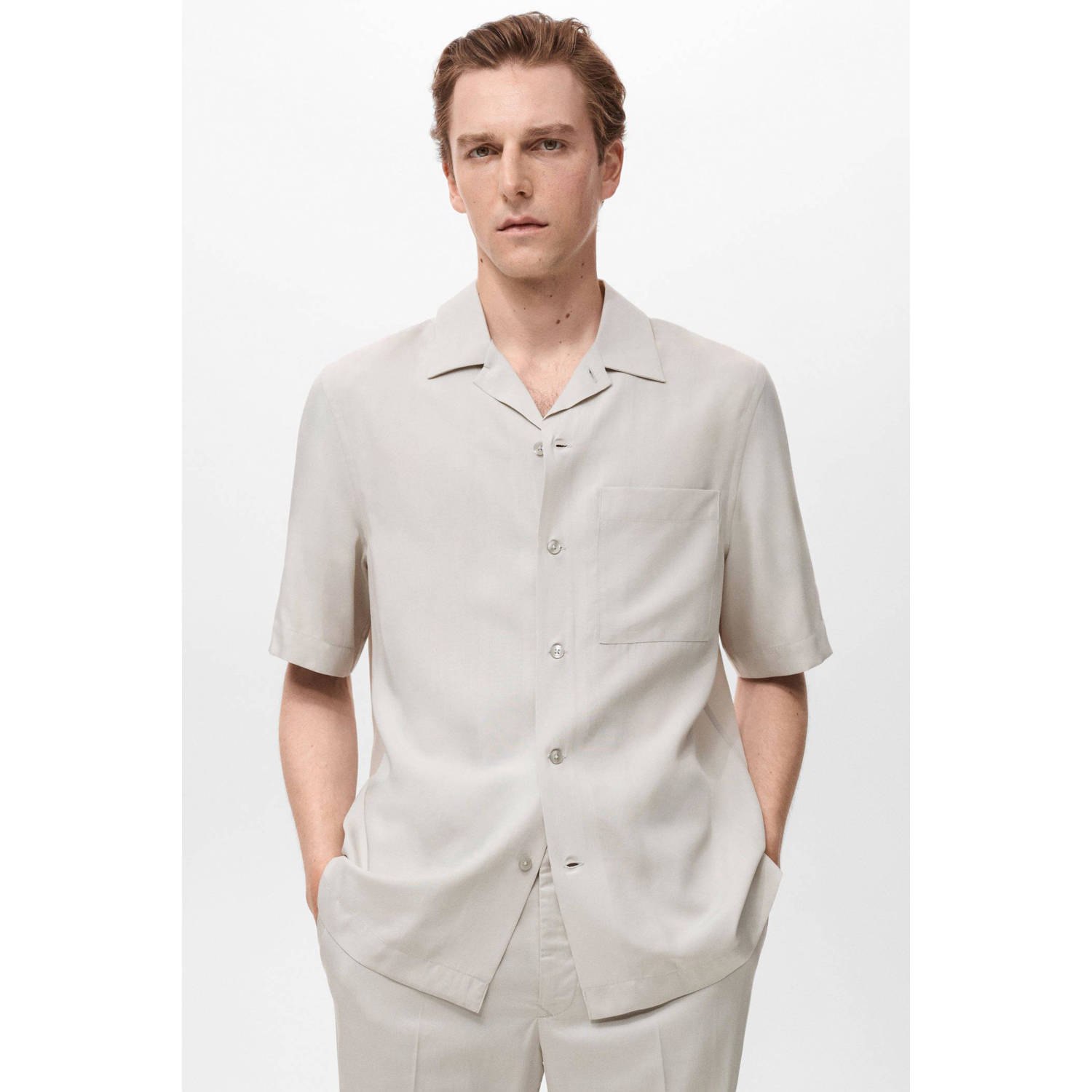 Mango Man casual overhemd ecru