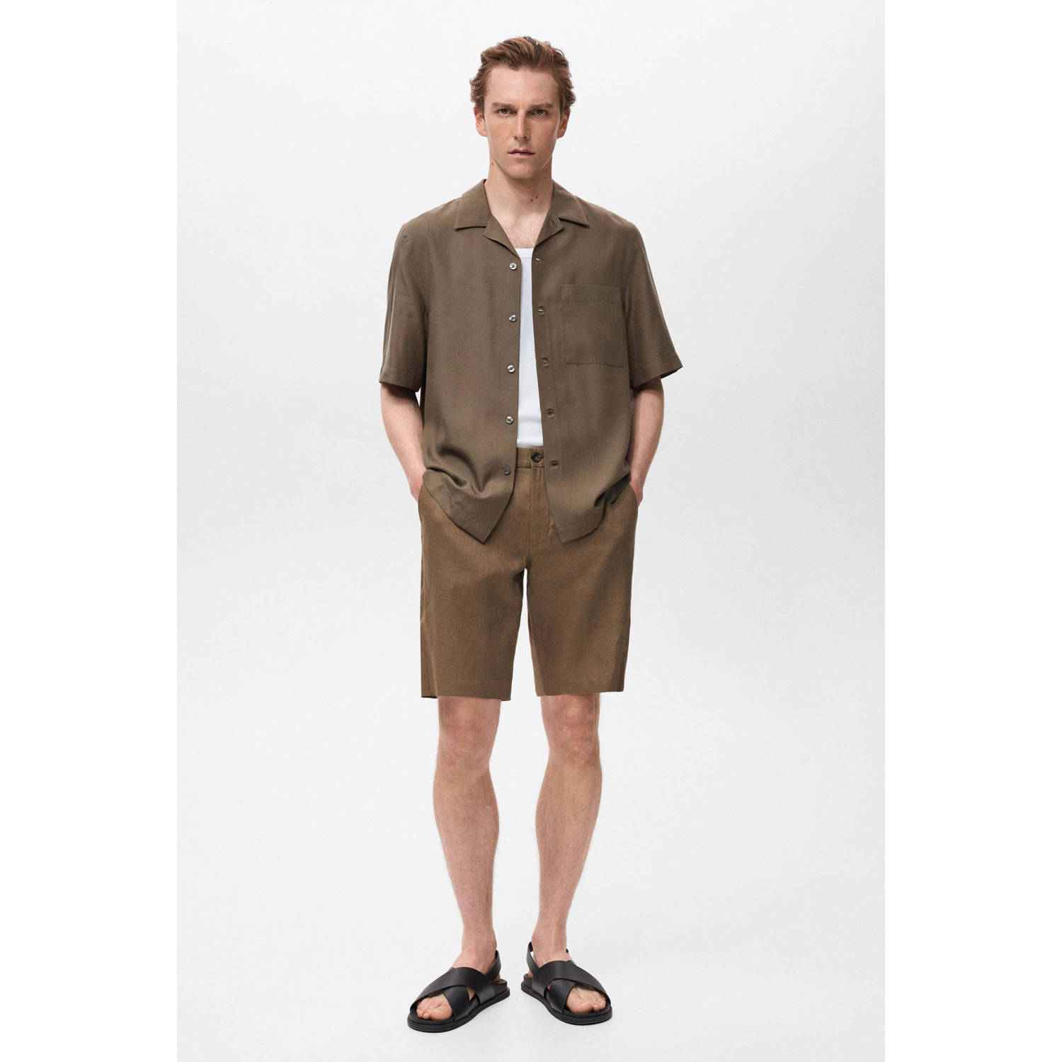 Mango Man casual overhemd bruin