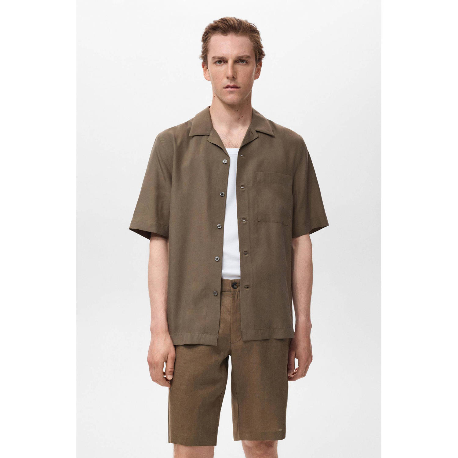 Mango Man casual overhemd bruin