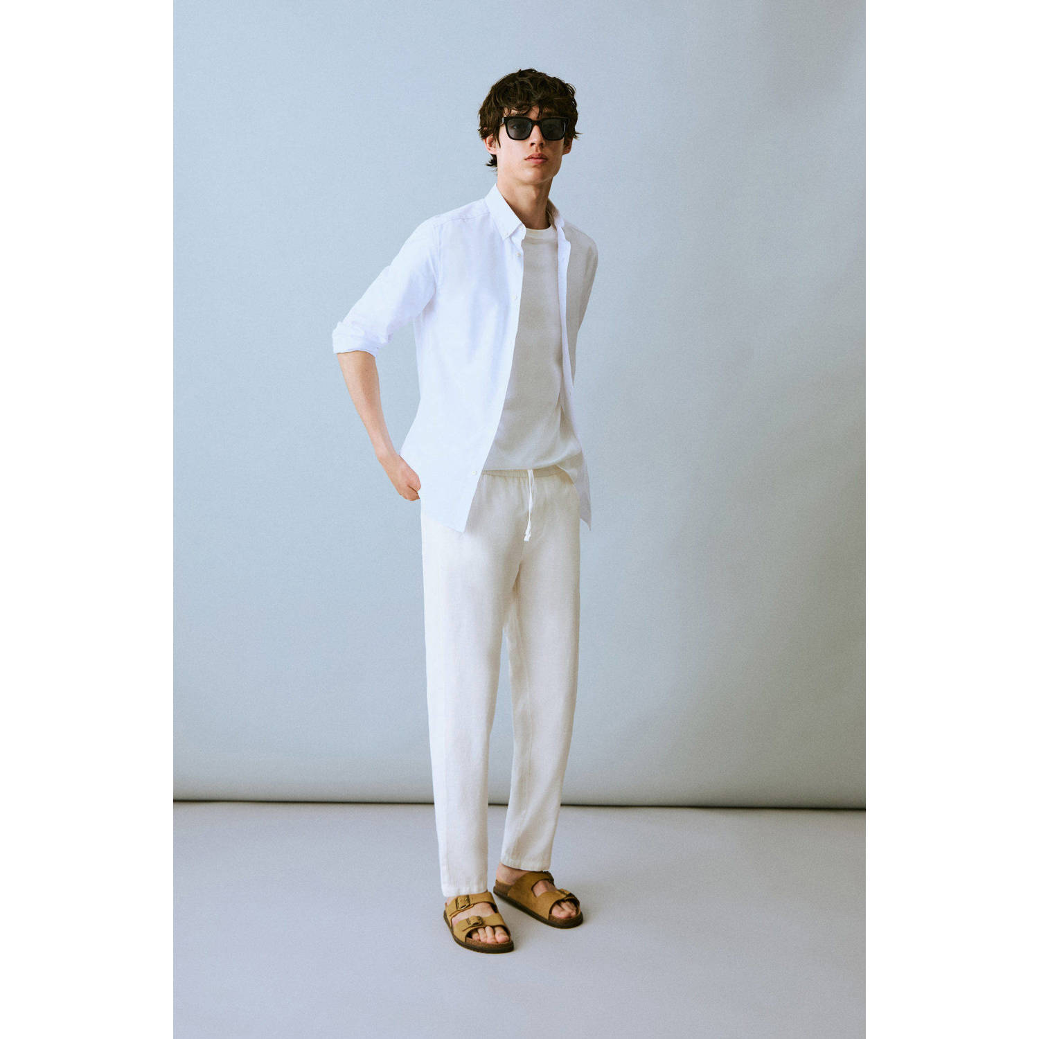 MANGO TEEN linnen casual broek ecru