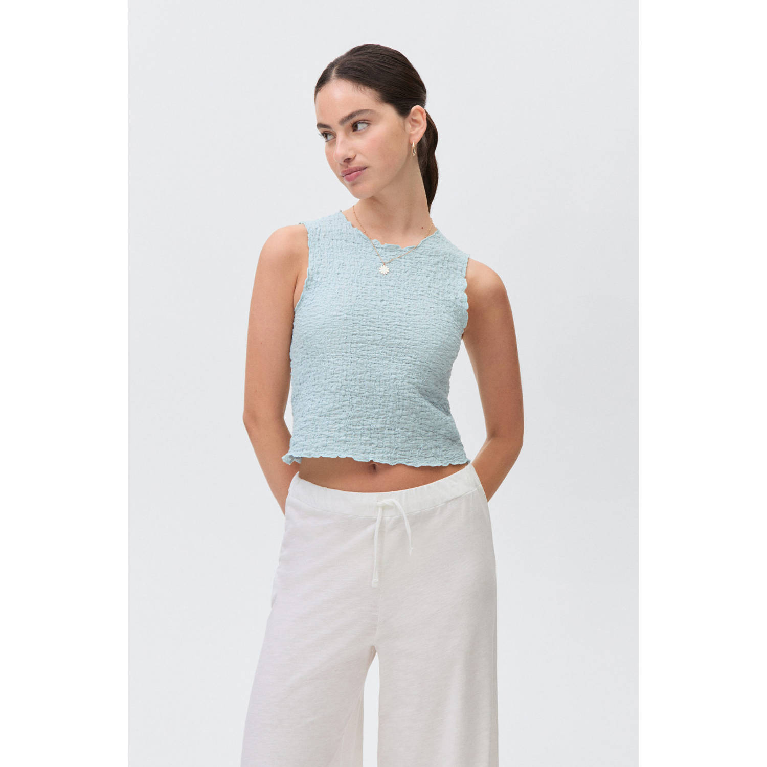 MANGO TEEN cropped top lichtblauw