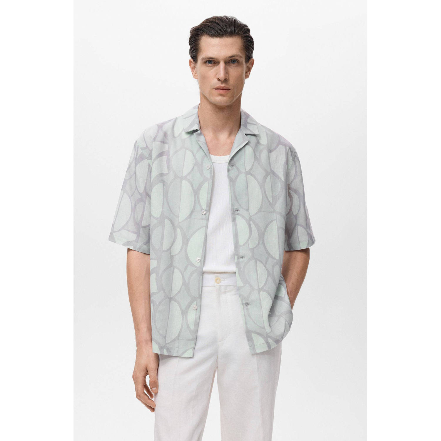 Mango Man casual overhemd lichtblauw
