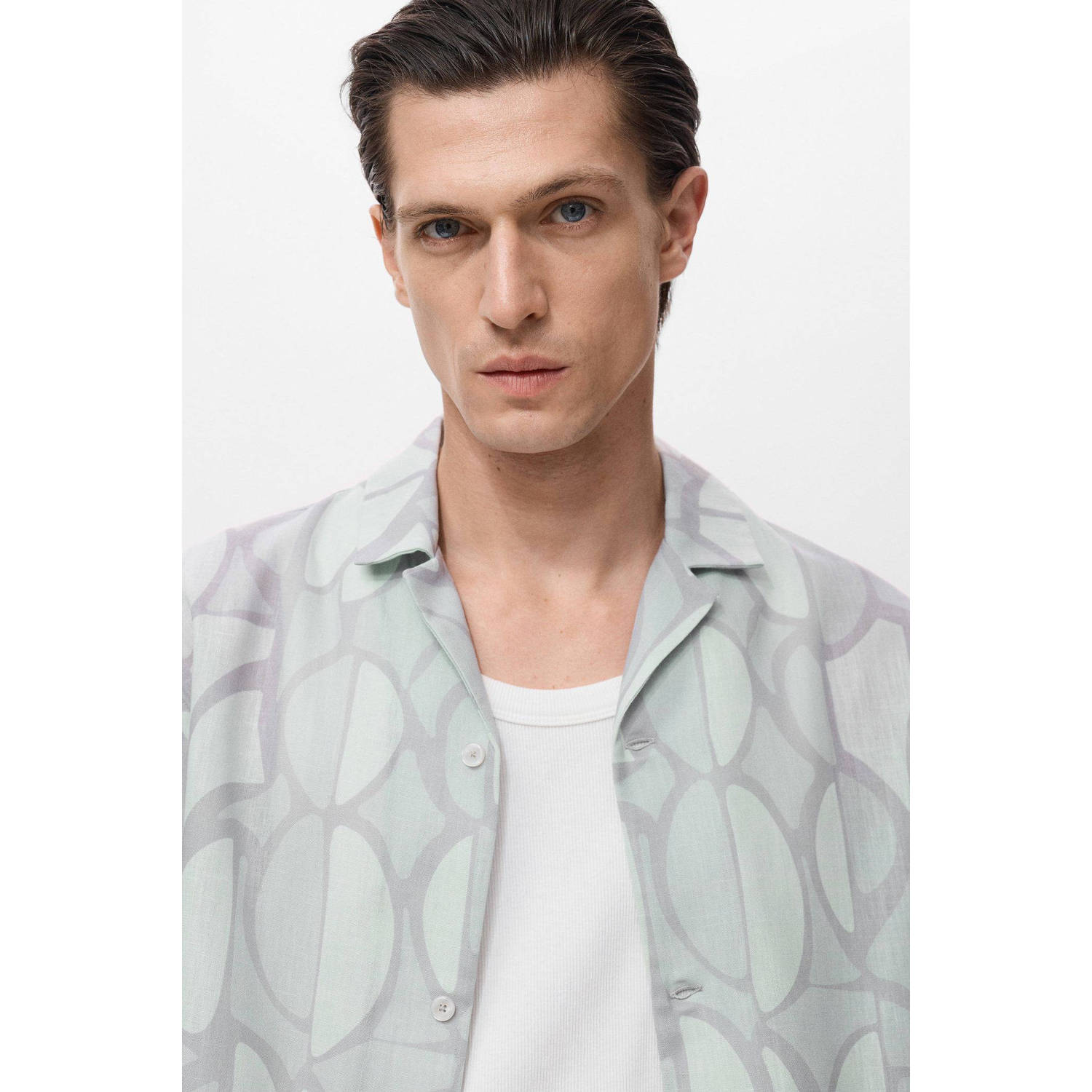 Mango Man casual overhemd lichtblauw