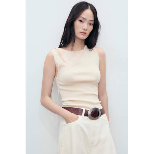 Mango mouwloze top beige afbeelding