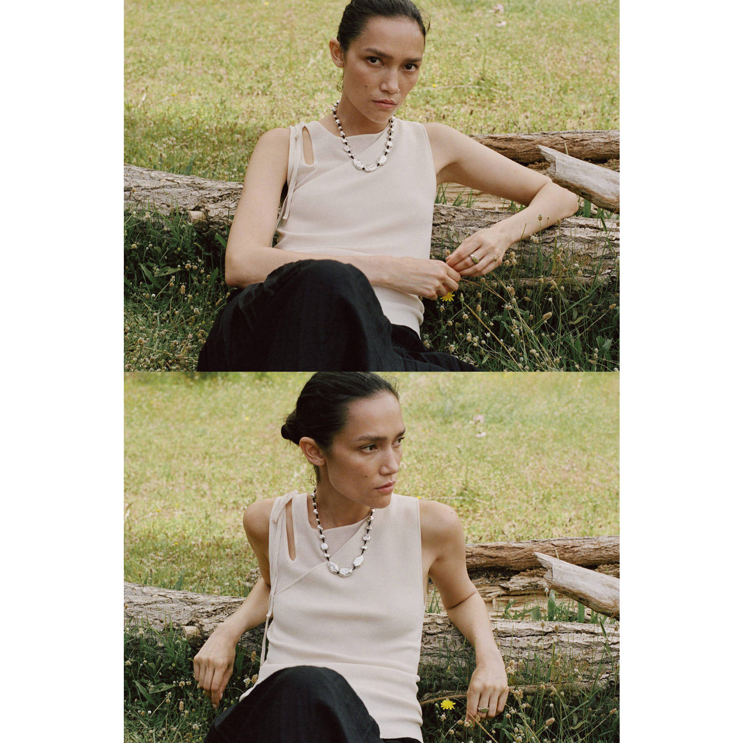 Mango mouwloze top beige