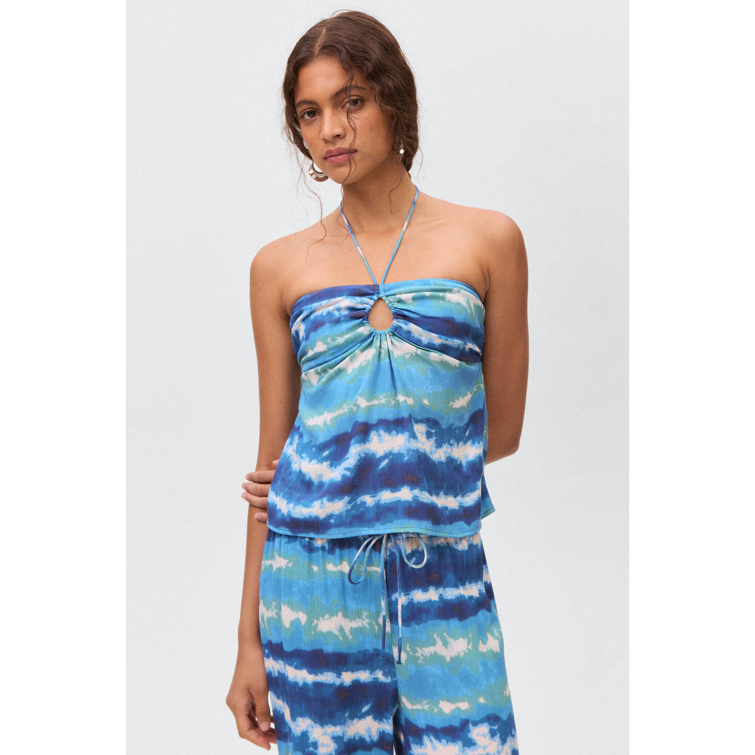 MANGO TEEN strapless top blauw
