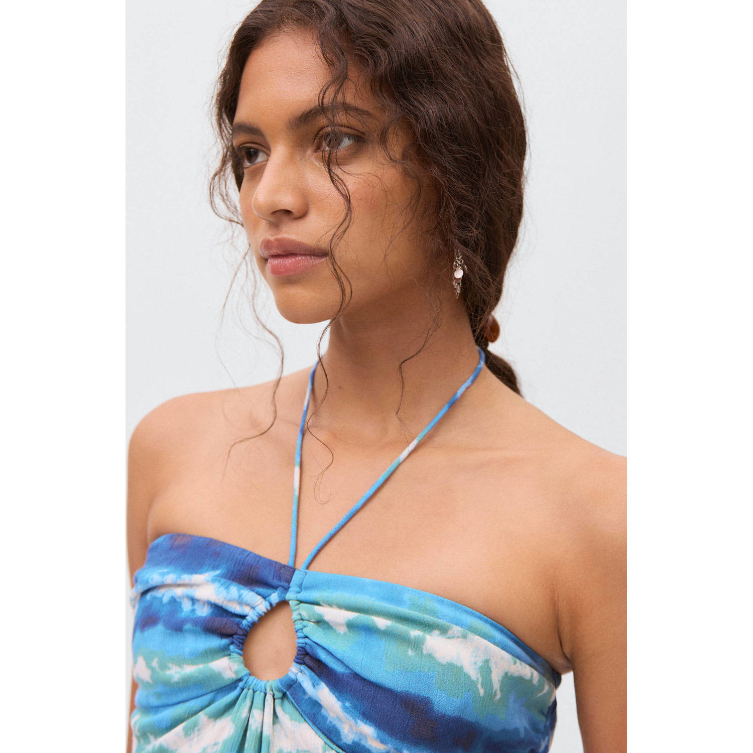 MANGO TEEN strapless top blauw