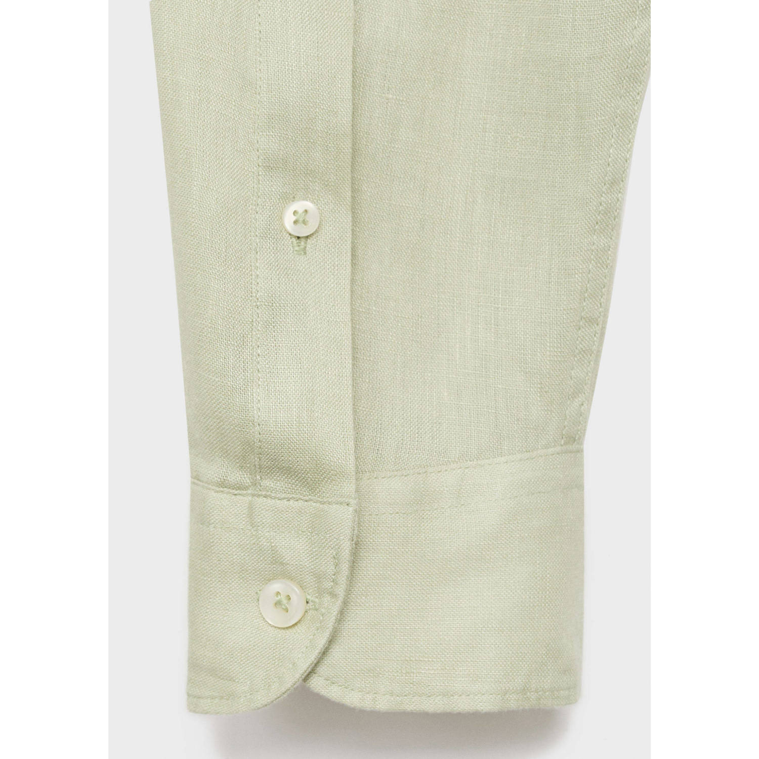 Mango Man linnen casual overhemd lichtgroen