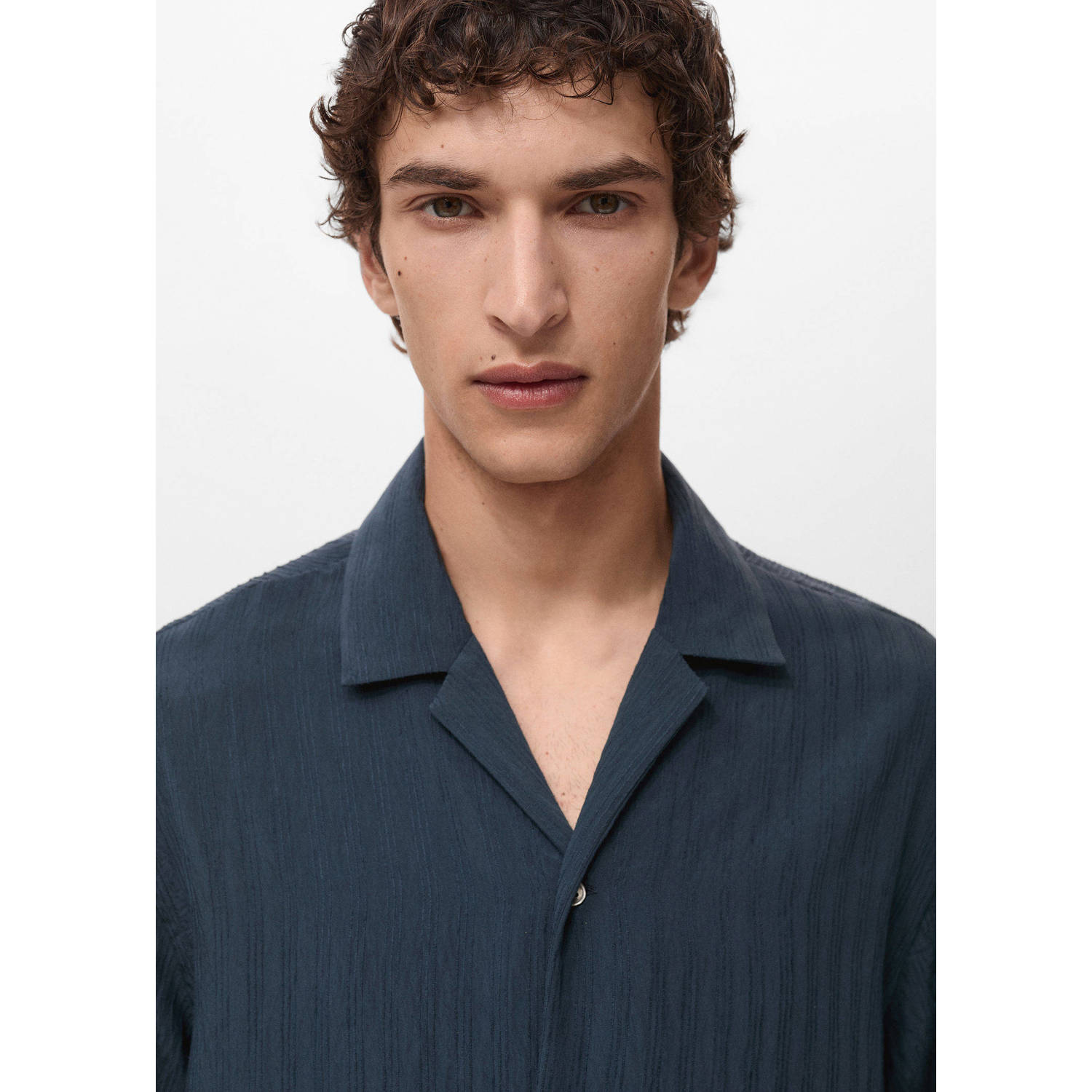 Mango Man casual overhemd donkerblauw