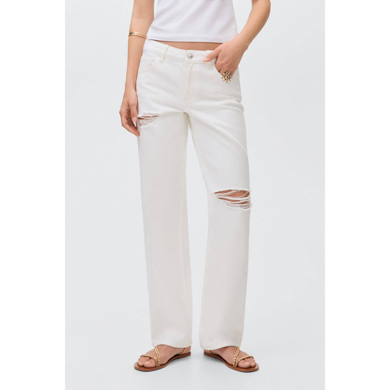 MANGO TEEN straight leg jeans wit
