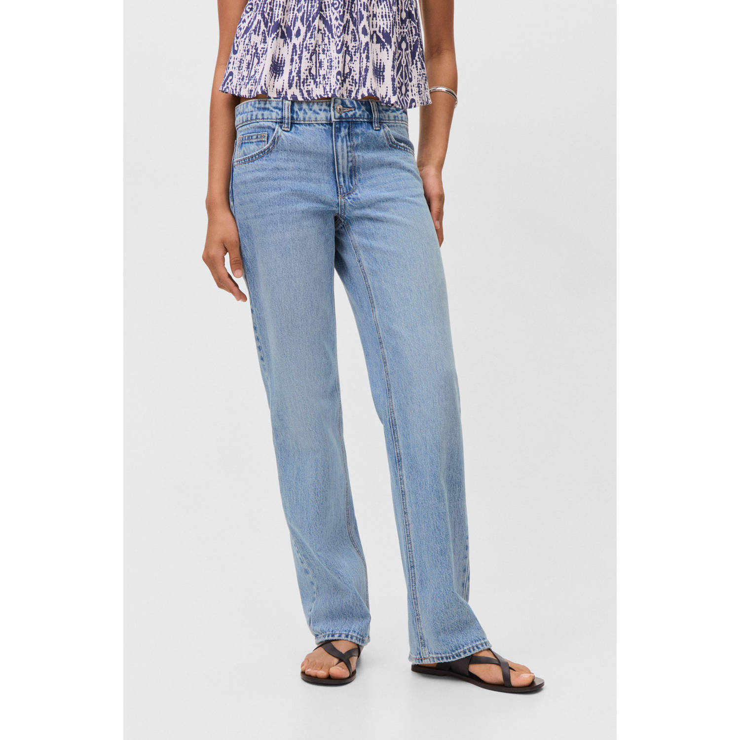 MANGO TEEN straight leg jeans medium blue denim