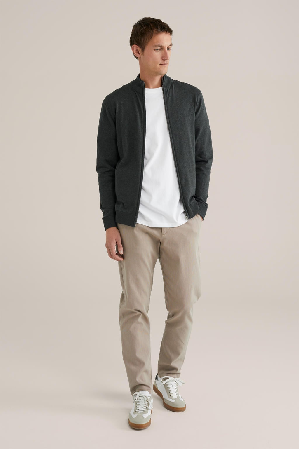 WE Fashion slim chino beige